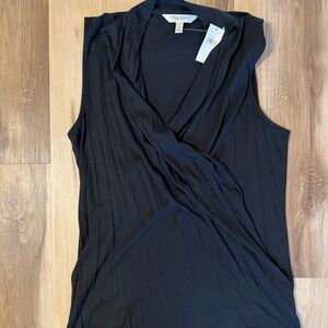 Banana Republic Threadsoft Black Sleeveless Wrap Top NWT Size S